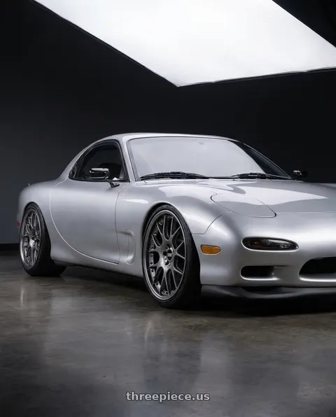 1993 Mazda RX-7 with BBS CH-RII 5x130 20x11.5 +47 Satin Platinum Center Black Lip Stainless Rim Protector wheels