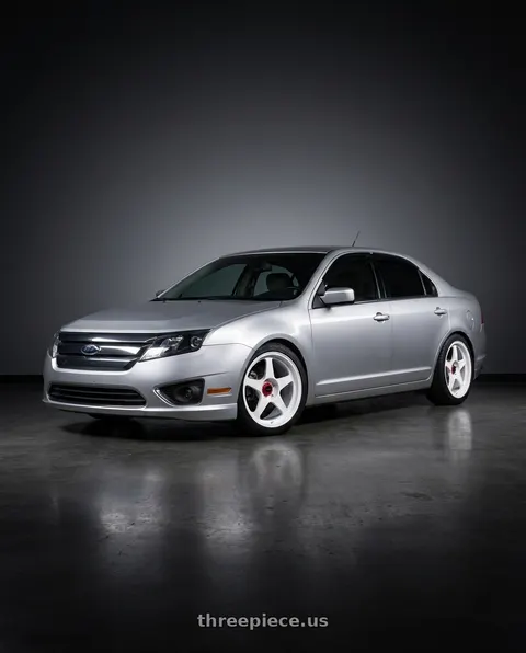 2012 Ford Fusion with R6061 Forged R1 5x114.3 18X8.5 +35 Championship White wheels