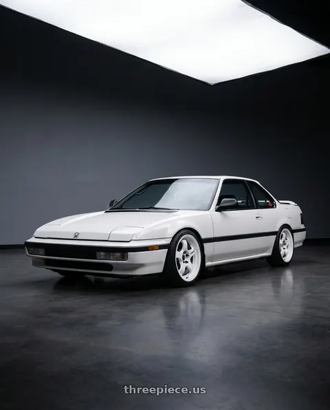 1991 Honda Prelude with Work Meister S1 2P 4x100 15x7+22 O Disk Black wheels
