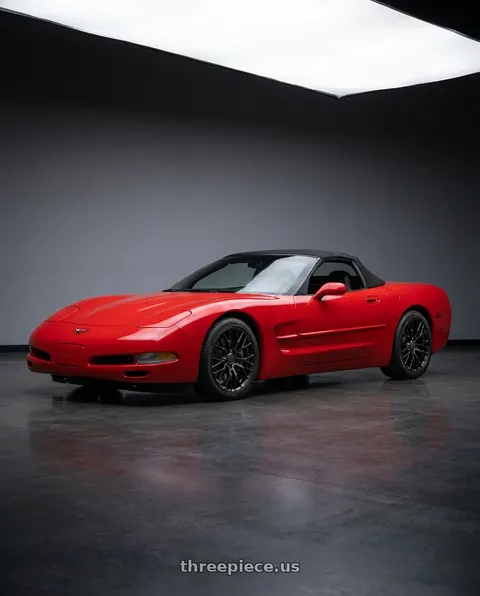2000 Chevrolet Corvette with OE Wheels CV22B 5x120.65 18x8.5+56 Satin Black wheels