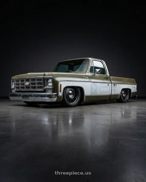 1976 Chevrolet C10 with Boyd Coddington 61SB Smoothie 5X5.00 17x7 0 Satin Black wheels