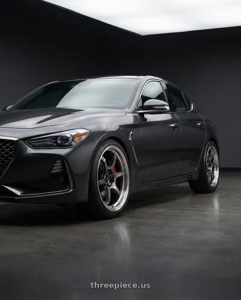 2019 Genesis G70 with Advan Racing R6 5x100 18x8.0 +45 MACHINING & HYPER PLATINUM BLACK wheels