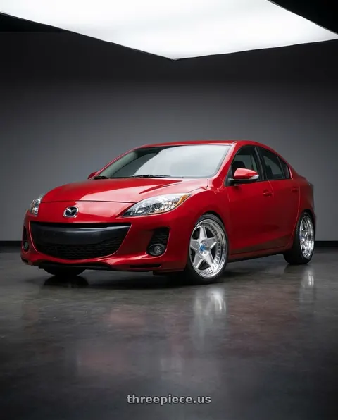 2013 Mazda 3 with Modern Concepts MC-13 5x114.3 18x8.5 +30 Brushed Face Chrome Lips wheels