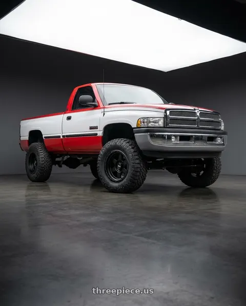 1995 Dodge Ram 2500 with LOCK OFFROAD 50CAL 6x135 17x9 +0 Matte Black W Matte Black Ring wheels