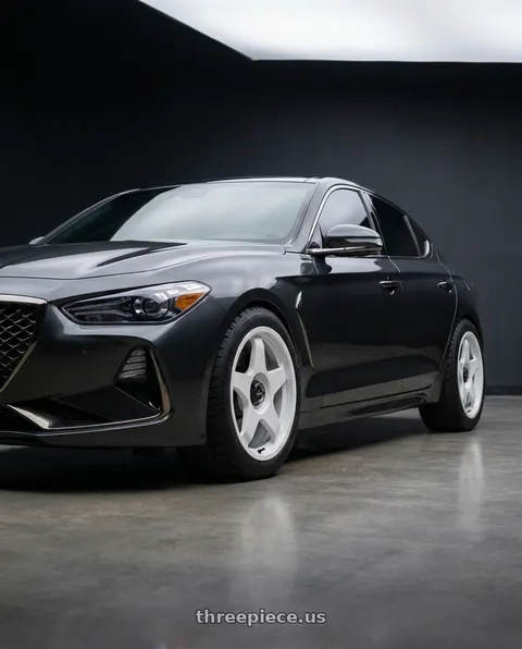2019 Genesis G70 with fifteen52 CHICANE 4x100 / 4x108 17x7.5 +42 RALLY WHITE (GLOSS WHITE) wheels