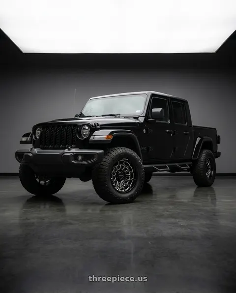 2021 Jeep Gladiator with Raceline 955M Warp 5x127 20x10 -19 Satin Black and Milled wheels