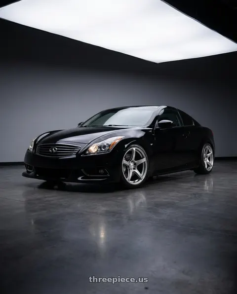 2014 INFINITI Q60 with Work Emotion T5r 5x114.3 19x9.5 +25 Glow Silver wheels