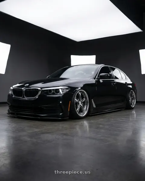 2017 BMW 540i with Work Wheels VS-KF 5x112 19x9.5+39 Brilliant Silver Black R Disk FULL REVERSE wheels