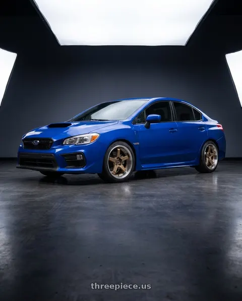 2021 Subaru WRX with F1R FC5 5x114 18x9.5 +38 Satin Bronze/Polish Lip wheels