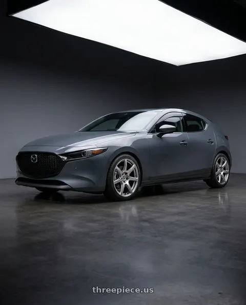 2024 Mazda 3 Premium with Work Emotion T7r 5x114.3 18x8.5 +38 Gt Silver wheels