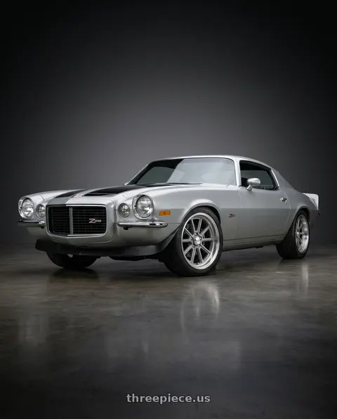 1972 Chevrolet Camaro Z28 with American Racing Vintage VN510 DRAFT 5X120.65 18X8 0 VINTAGE SILVER W/ DIAMOND CUT LIP wheels