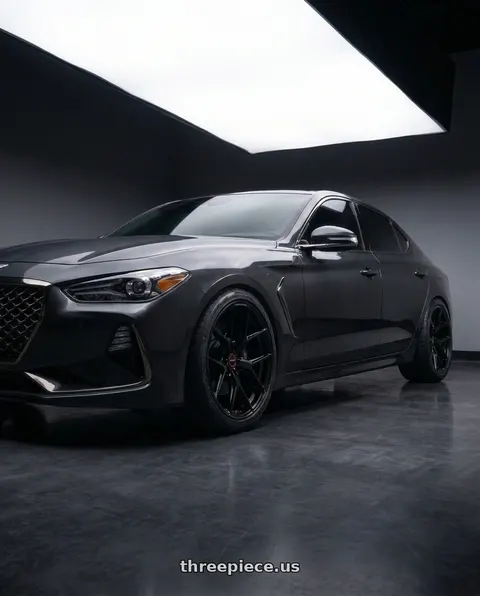 2020 Genesis G70 with VOSSEN HF-5 5X120.65 19x10 +28 GLOSS BLACK wheels