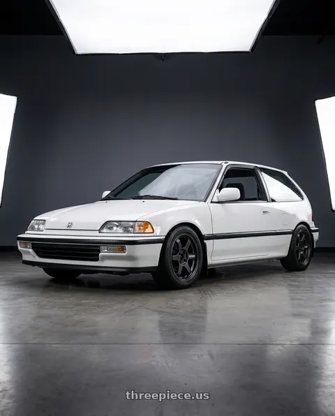 1991 Honda Civic Si with Volk Racing TE37 SONIC CLUB RACER 4x100 15x7+43 Matte Dark Gunmetal wheels