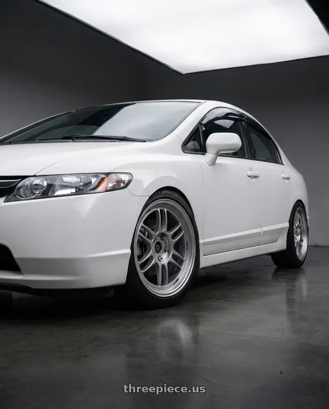 2007 Honda Civic with Enkei RPF1 5x114.3 18x8.5+40 Silver wheels