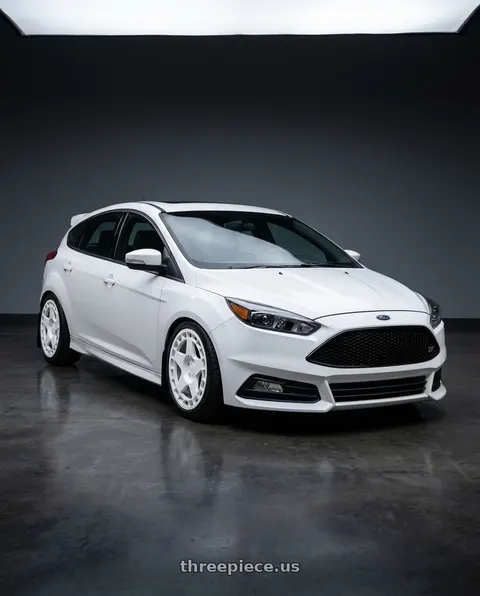 2016 Ford Focus ST with fifteen52 TURBOMAC 5x108 18x8.5 +42 RALLY WHITE (GLOSS WHITE) wheels