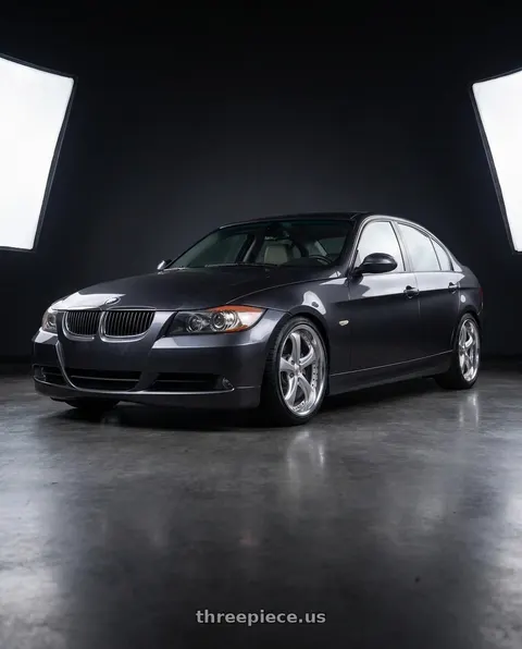 2006 BMW 325i with Work Wheels VS-KF 5x120 19x9.5+34 Light Grey Silver A Disk FULL REVERSE wheels