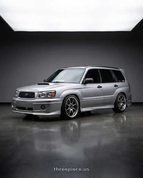 2003 Subaru Forester with Work Emotion D9r 5x100 18x7.5 +47 Gt Silver Rim Cut wheels