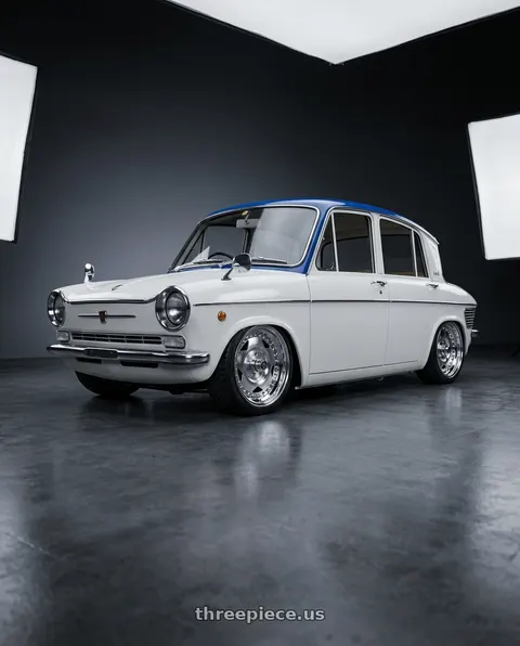 1967 Mazda Carol with Center Line Convo Pro 2.0 5X114.3 15x10 -12 Polished wheels