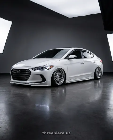 2018 Hyundai Elantra with Work Lanvec Lf1 5x114.3 18x9.5+22 O Disk Machine Silver Polish wheels