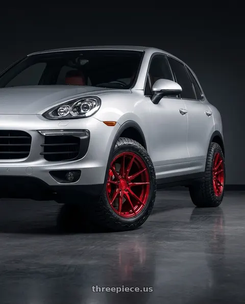 2015 Porsche Cayenne with Rohana RFX2 5x130 20x9+45 Gloss Red wheels
