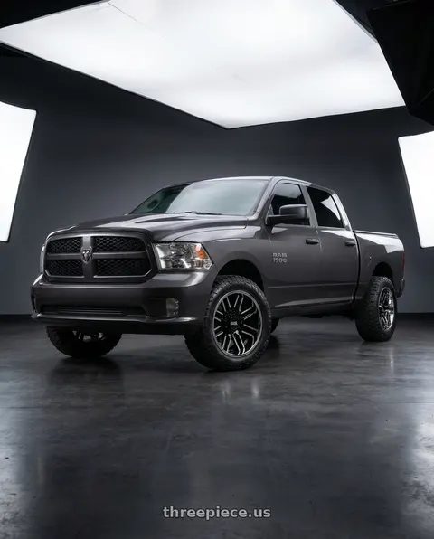 2024 Ram 1500 with Moto Metal MO202 6X139.7 22X12 -44 GLOSS BLACK MACHINED CENTER CHROME LIP wheels