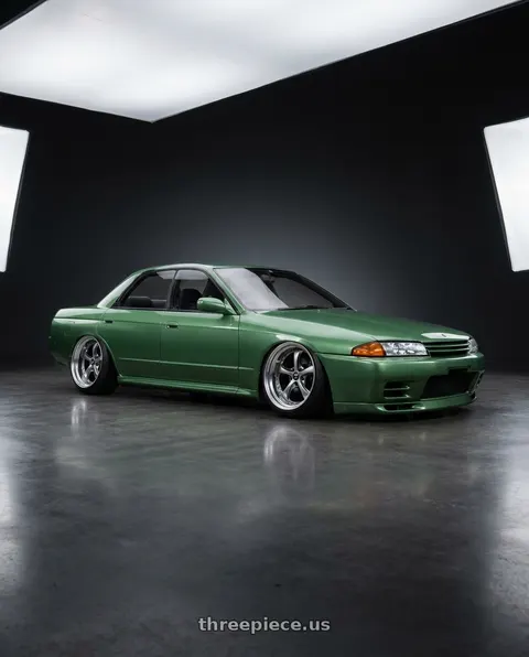 1991 Nissan Skyline GTS-4 with Work Wheels VS-KF 5x114.3 18x9.5+22 Brilliant Silver Black L Disk FULL REVERSE wheels