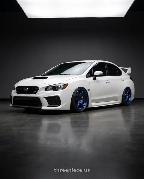 2018 Subaru WRX STI with Gram Lights 57DR 5x114.3 18x9.5 +38 ETERNAL BLUE PEARL wheels