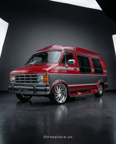 1990 Dodge B250 with Amani Atlantic 5x120/5x127 26x10 +5 Brush Center Chrome Lip wheels