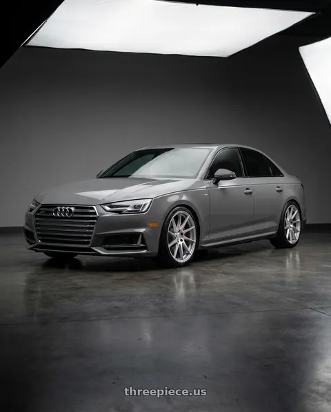 2019 Audi S4 with Aodhan AH09 5x112 18x8.5 +35 Gloss Silver Machined Face wheels
