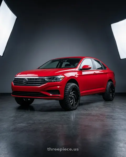 2019 Volkswagen Jetta with Twisted Off-Road T-27 Vixon 6x135/6x139.7 24x14 -76 Gloss Black & Machined wheels