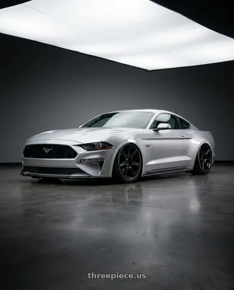 2018 Ford Mustang with Voxx Replica Mustang GT500 5x114.3 19x10+40 Gloss Black wheels