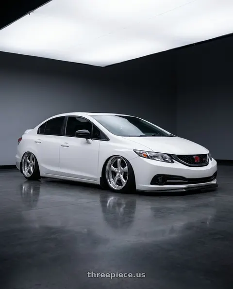 2015 Honda Civic with Work Wheels VS-KF 5x114.3 18x8.5+40 Light Grey Silver O Disk FULL REVERSE wheels
