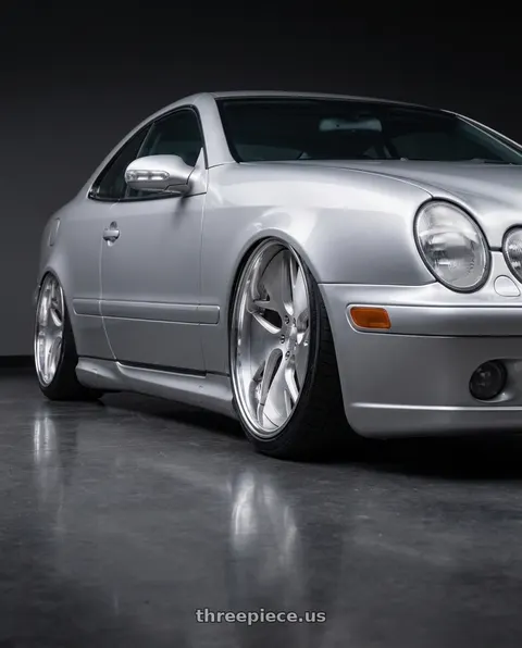 1999 Mercedes-Benz CLK320 with Work Gnosis Cvd 5x114.3 19x8.5+30 W Disk Brush Silver Clear wheels