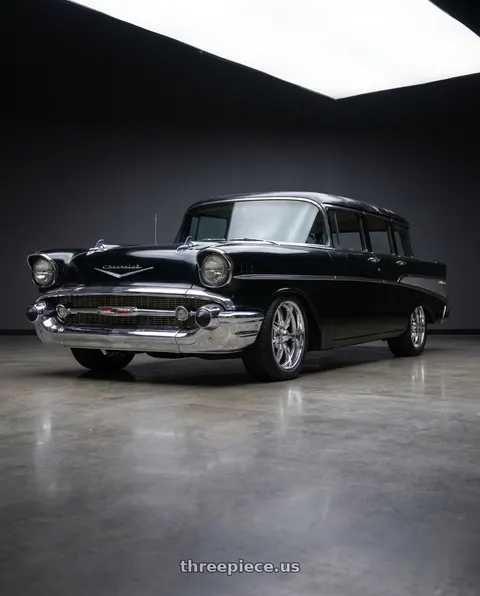 1957 chevrolet 210 with Ridler Type 650 5x120.65 18x8+0 Chrome wheels