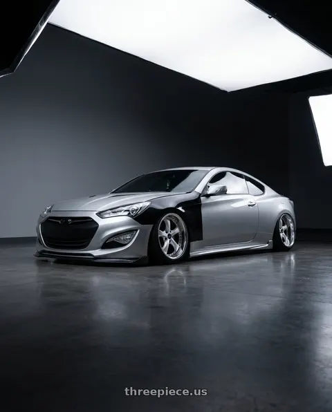 2013 Hyundai Genesis Coupe with Work Wheels VS-KF 5X114.3 19x10.5-54 Brilliant Silver Black L Disk FULL REVERSE wheels
