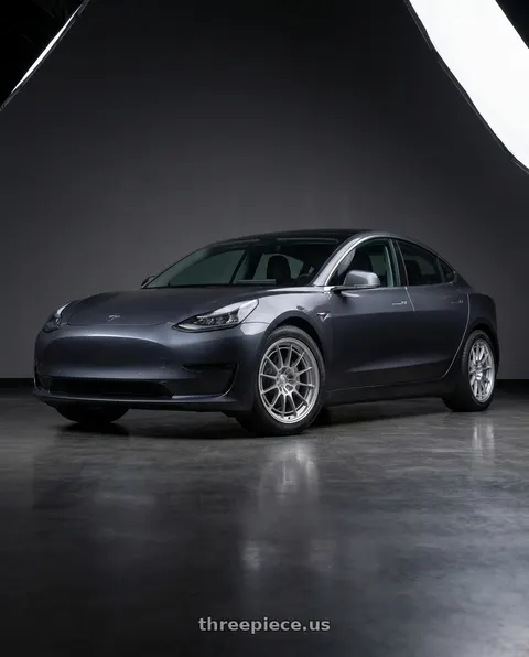 2019 Tesla Model 3 with Enkei NT03+M 5x114.3 18x8.5+38 Silver wheels