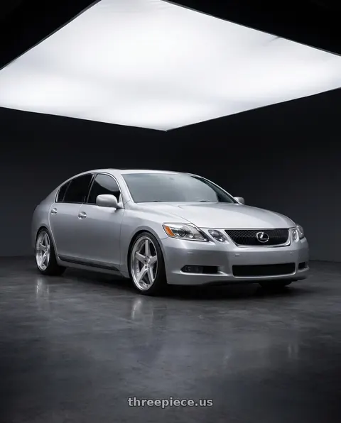 2006 Lexus GS300 with Work Gnosis Gr203 5x114.3 19x8.5+45 O Disk Brush Silver Clear wheels