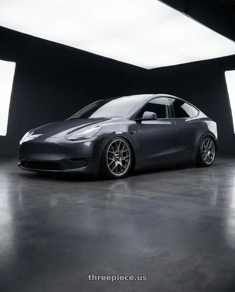 2025 Tesla Model Y with BBS CH-R 5x114.3 20x8.5 +38 Satin Titanium Polished Rim Protector wheels