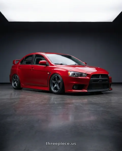 2012 Mitsubishi Lancer with Gram Lights 57CR 5x114.3 18x9.5+12 Gunblue II wheels