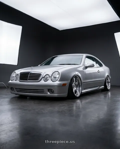 1999 Mercedes-Benz CLK320 with Work Gnosis Cvd 5x114.3 19x10+38 W Disk Brush Silver Clear wheels