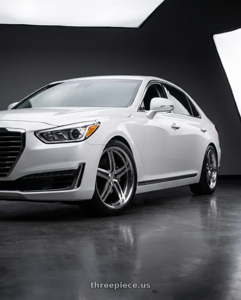 2018 Genesis G90 Ultimate with Mandrus MANNHEIM 5X112 20X10 +25 GUNMETAL W/ MIRROR CUT FACE & LIP wheels