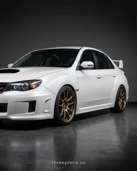 2011 Subaru sti sedan  with Work Cr 2P 5x114.3 19x9.0 +45 Matte Bronze wheels
