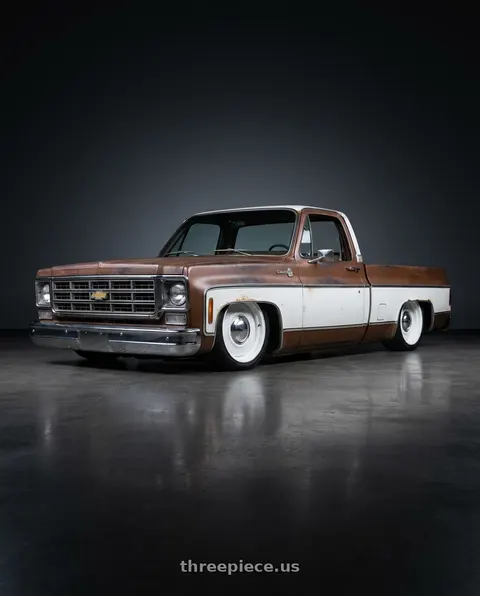 1976 Chevrolet C10 with Boyd Coddington 61W Smoothie 5X5.00 17x8 0 White wheels
