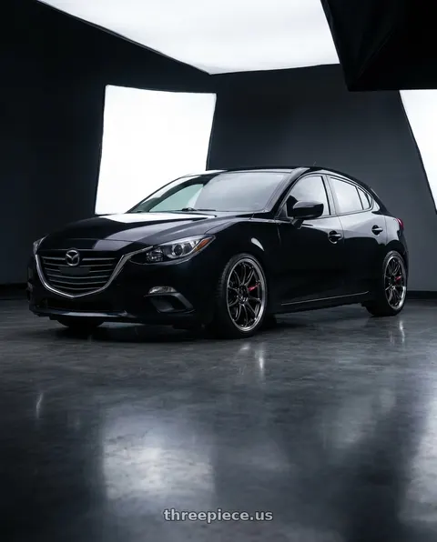 2016 Mazda 3 Sport GX with Work Emotion Zr10 5x114.3 18x8.5 +38 Glim Black Diamond Rim cut wheels