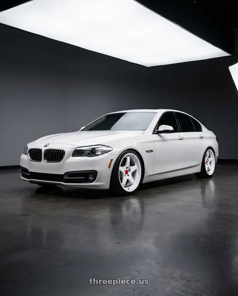 2016 BMW 528i xDrive with R6061 Forged R1 5x120 18X10 +35 Championship White wheels