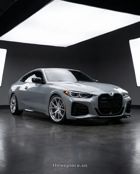 2023 BMW M440i xDrive with Aodhan AFF7 5x112 19x8.5+35 Gloss Silver Machined Face wheels