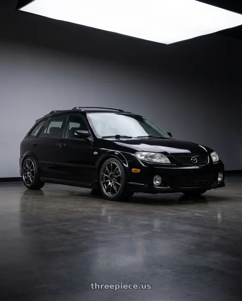 2002 Mazda Protege5 with Advan Racing RZII 5x114.3 16x7.0 +45 RACING HYPER BLACK & RING wheels