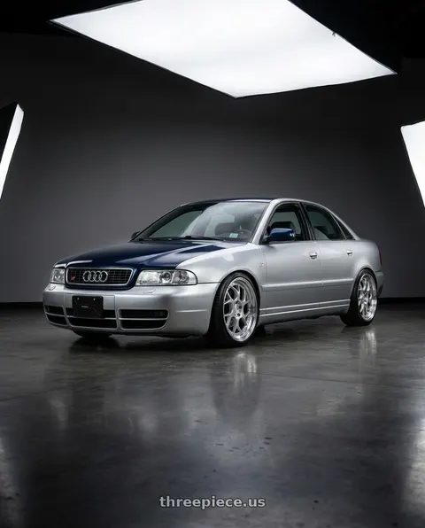 2001 Audi S4 with Aodhan DS01 5x114.3 18x9.5+22 Silver Machined Lip w/Chrome Rivets wheels