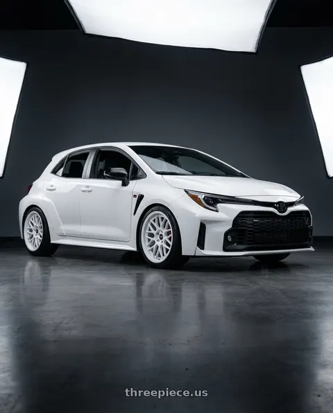 2026 Toyota GR Corolla with ESR Wheels APEX SERIES APX01 5x114.3 18x8.5 +30 Gloss White wheels