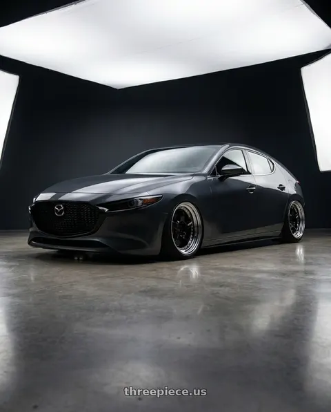2020 Mazda 3 with Work Meister S1 3P 5x100 18x8+48 A Disk Black wheels